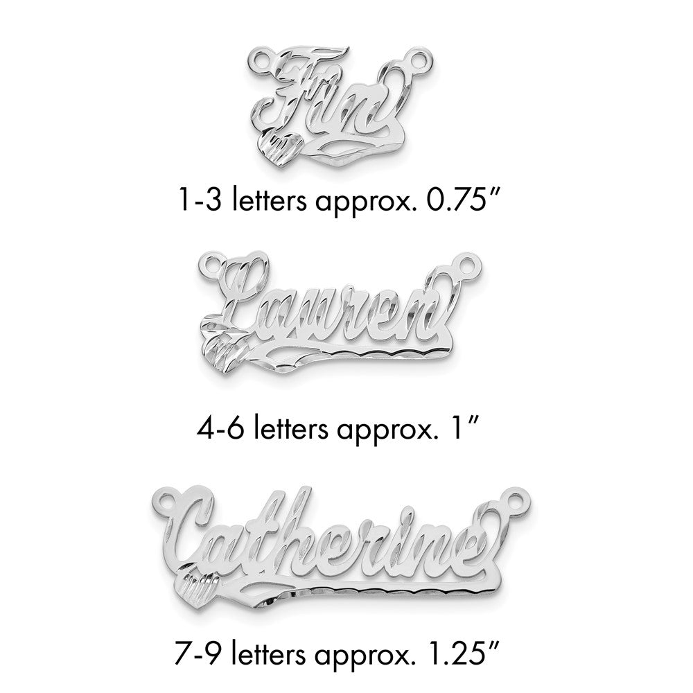Sterling Silver/Rhodium-plated Diamond-cut Heart Name Plate