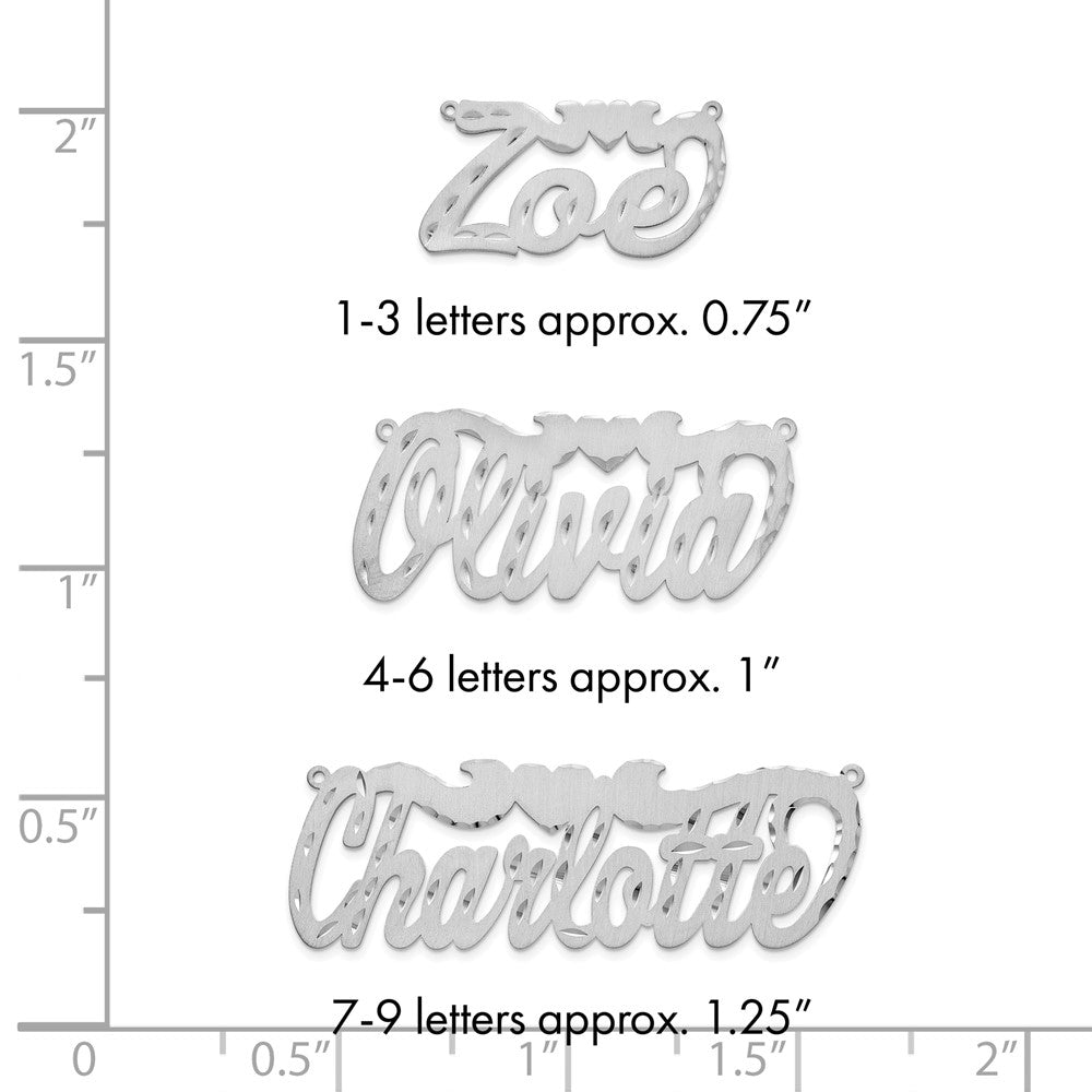 SS/Rhodium-plated Satin Diamond-cut Heart Name Plate