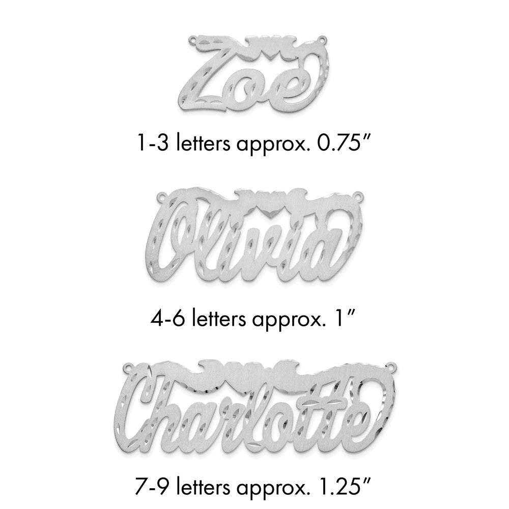 SS/Rhodium-plated Satin Diamond-cut Heart Name Plate