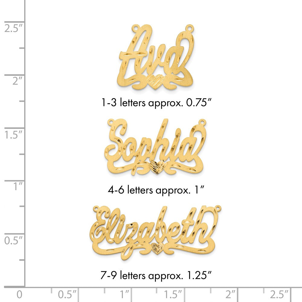 14k Yellow Gold Satin Diamond-cut Heart Name Plate