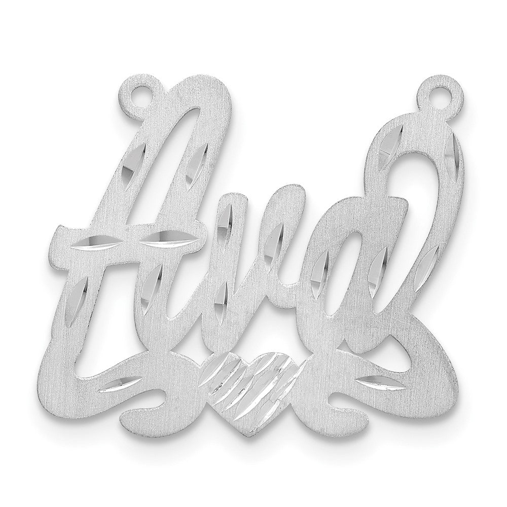 14k White Gold Satin Diamond-cut Heart Name Plate