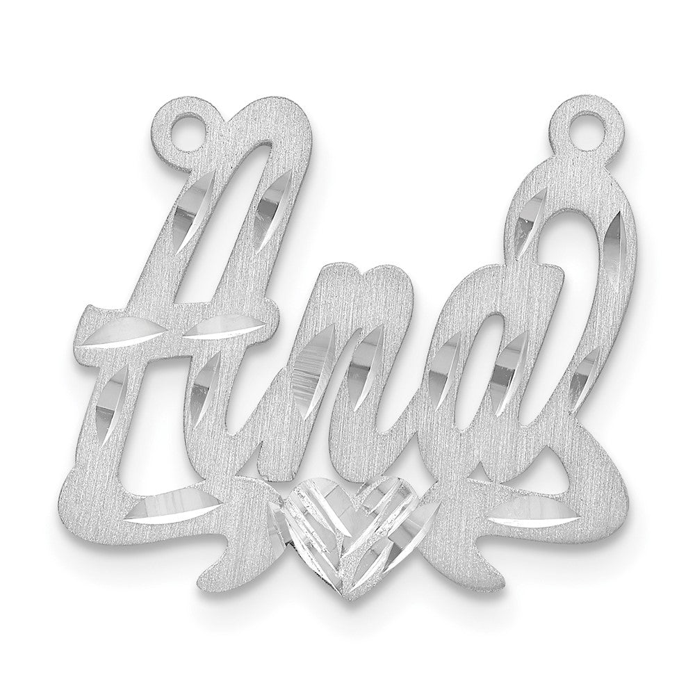 14k White Gold Satin Diamond-cut Heart Name Plate
