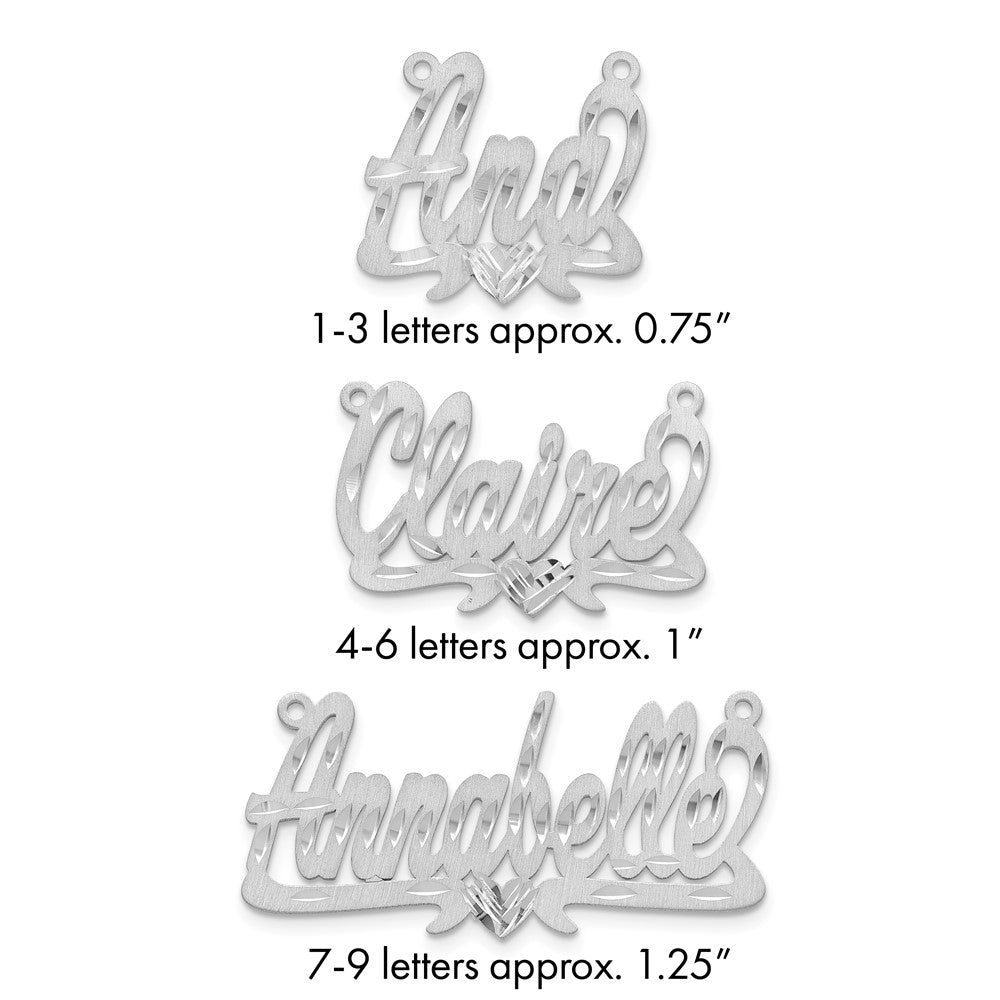 10k White Gold Satin Diamond-cut Heart Name Plate