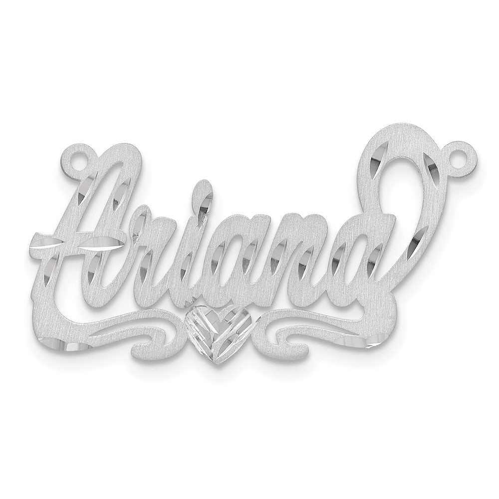 10k White Gold Satin Diamond-cut Heart Name Plate