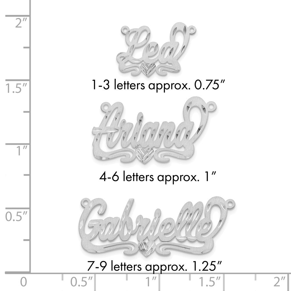 10k White Gold Satin Diamond-cut Heart Name Plate