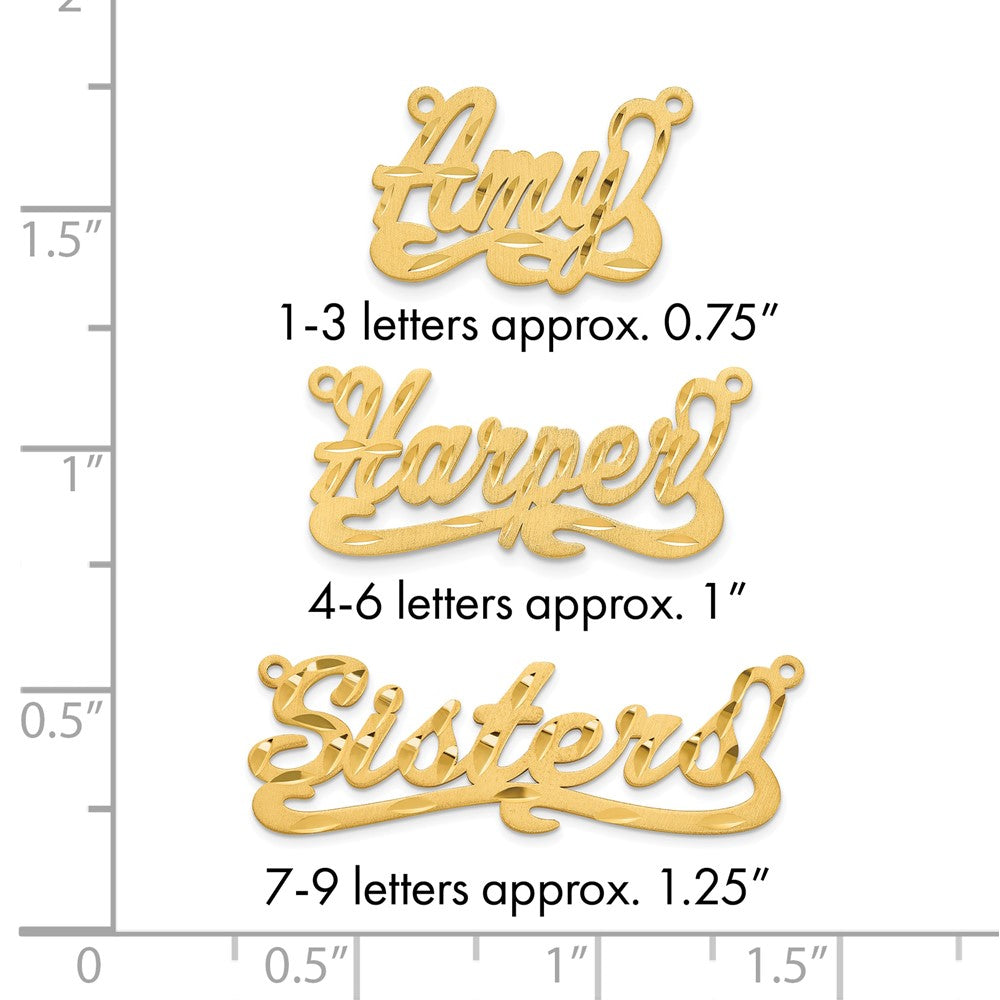 14k Yellow Gold Satin Diamond-cut Name Plate