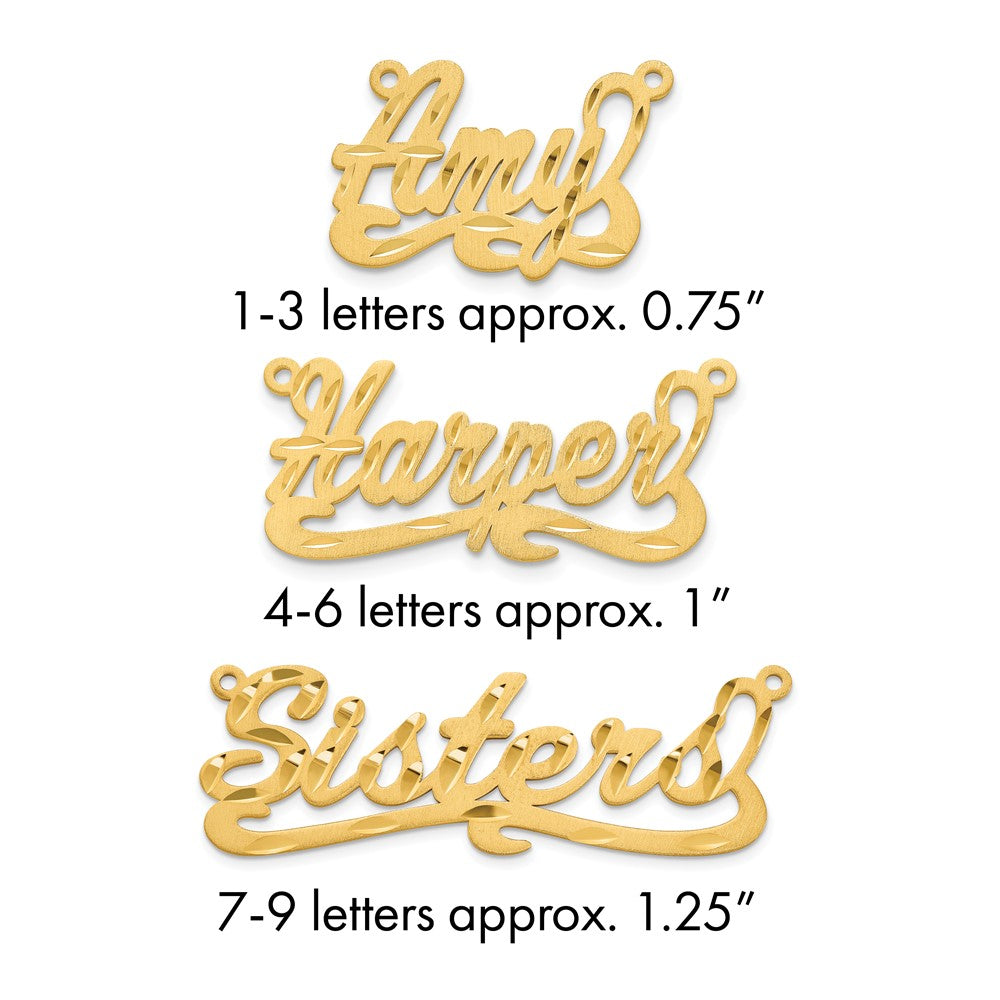 14k Yellow Gold Satin Diamond-cut Name Plate