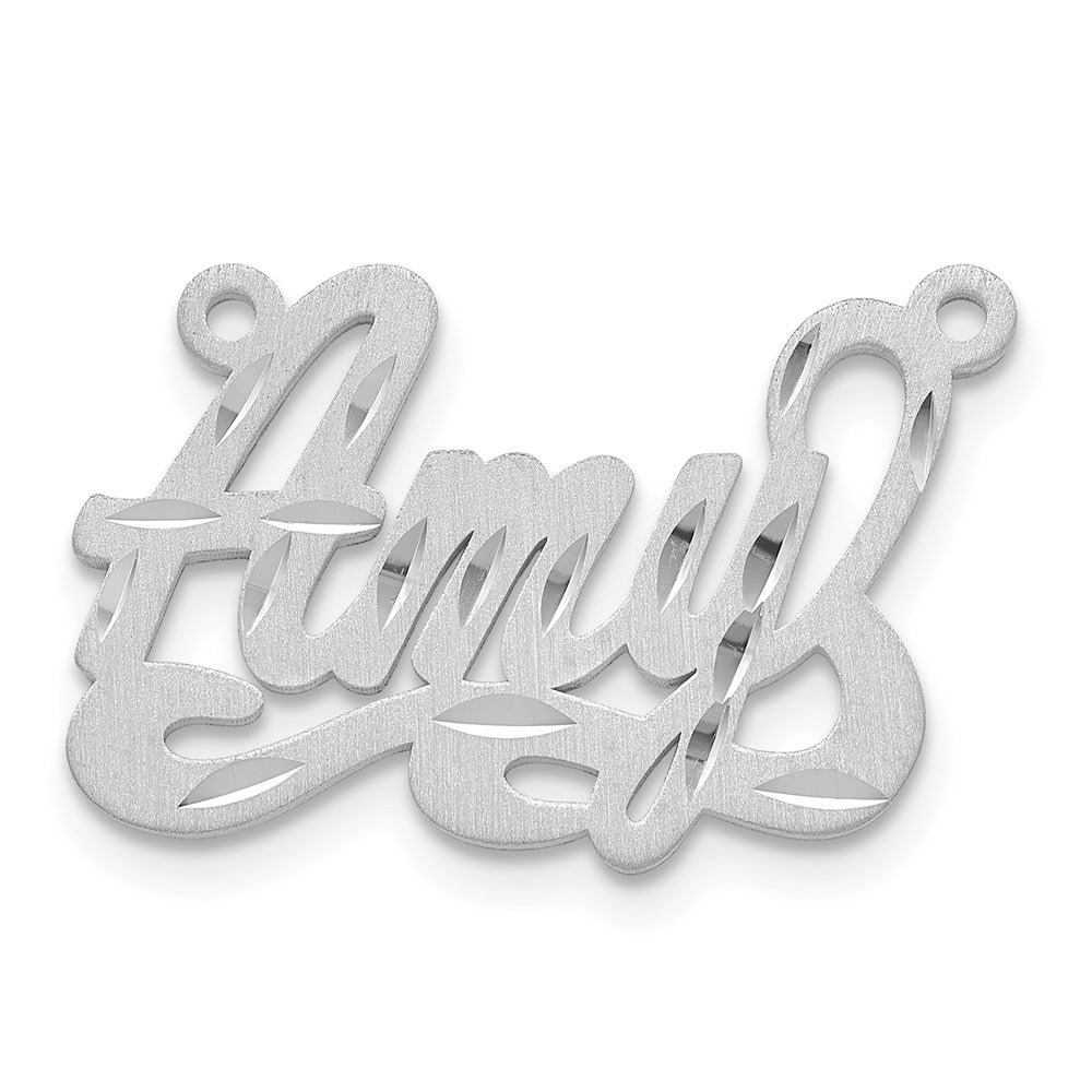 Sterling Silver/Rhodium-plated Satin Diamond-cut Name Plate