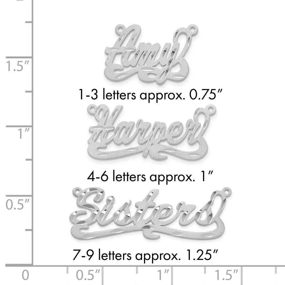 Sterling Silver/Rhodium-plated Satin Diamond-cut Name Plate