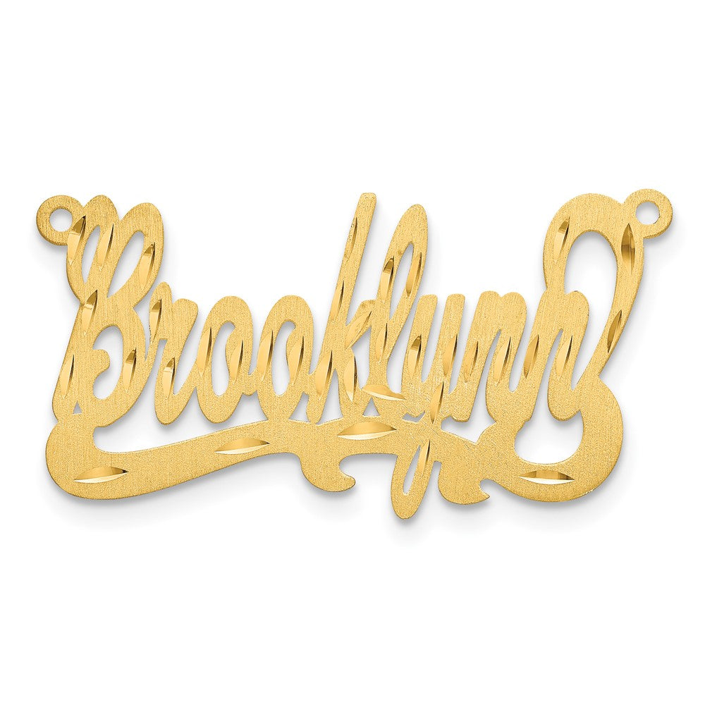 14k Yellow Satin Diamond-cut Name Plate