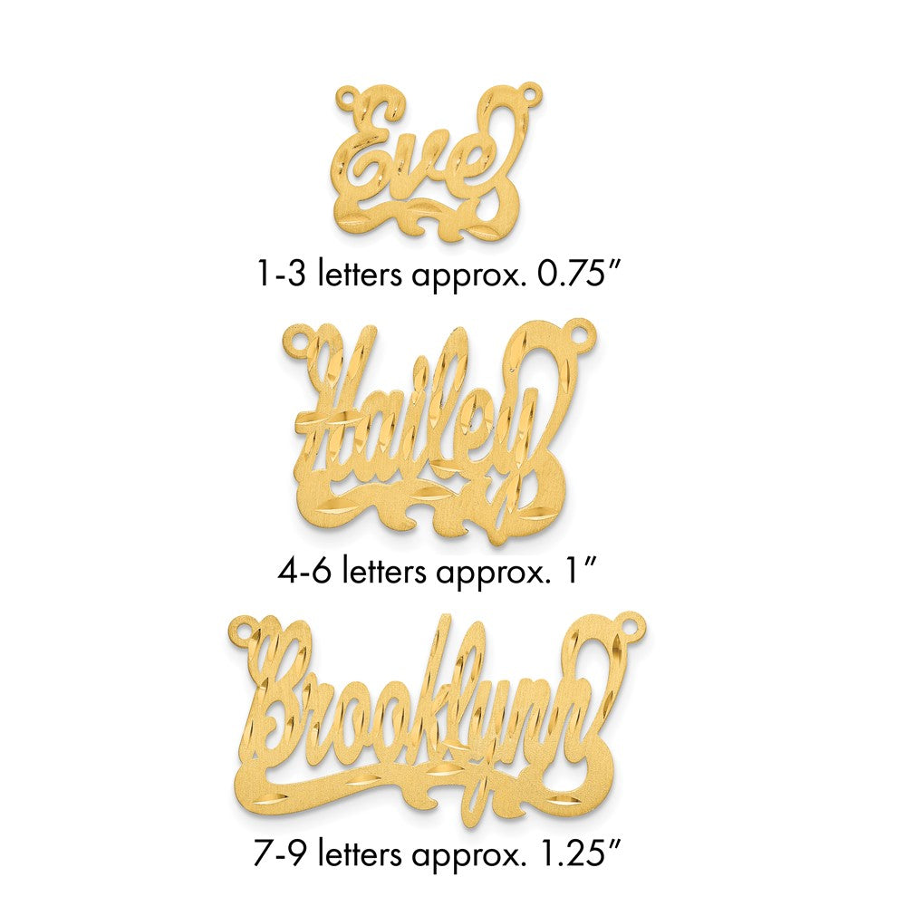 14k Yellow Satin Diamond-cut Name Plate