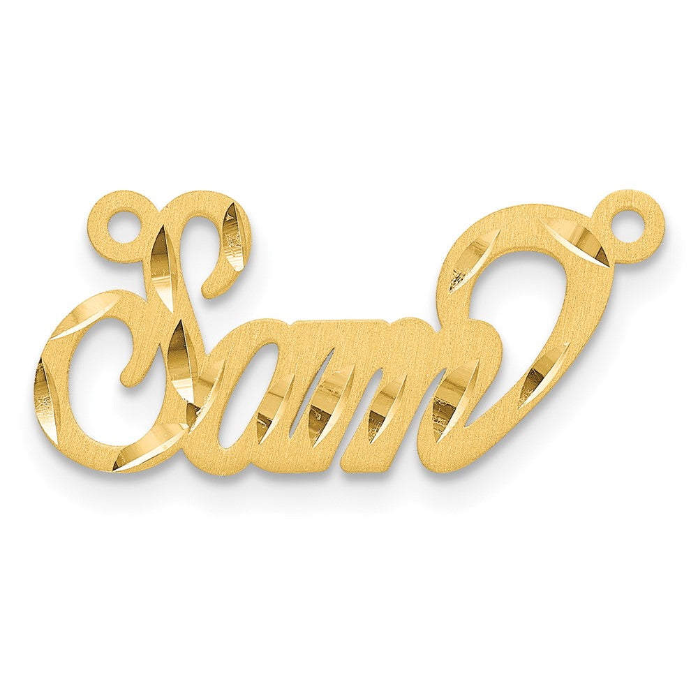 14k Yellow Gold Satin Diamond-cut Name Plate