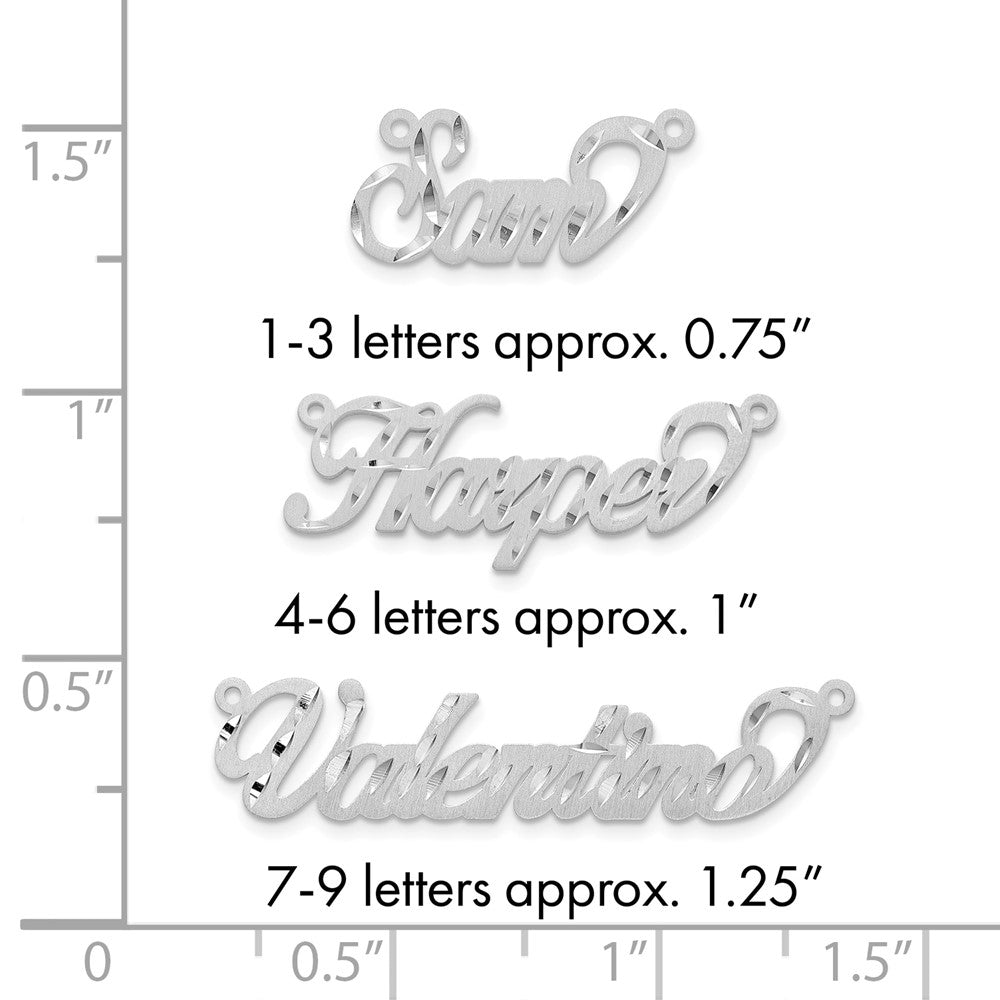 14k White Gold Satin Diamond-cut Name Plate