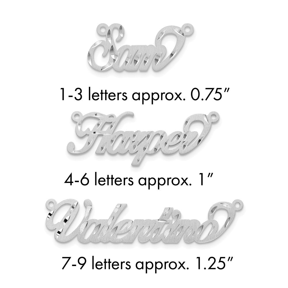Sterling Silver/Rhodium-plated Satin Diamond-cut Name Plate
