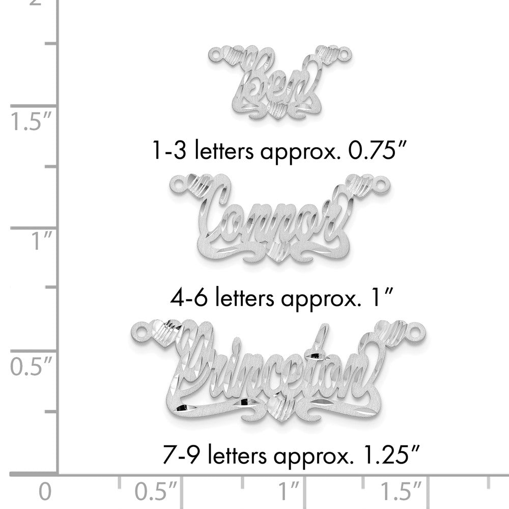 14k White Gold Satin Diamond-cut Hearts Name Plate