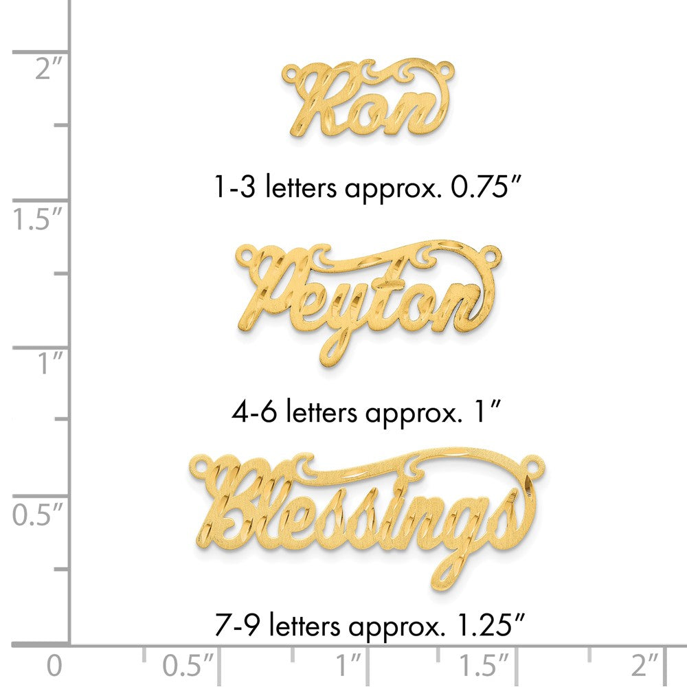 14k Yellow Gold  Satin Diamond-cut Name Plate