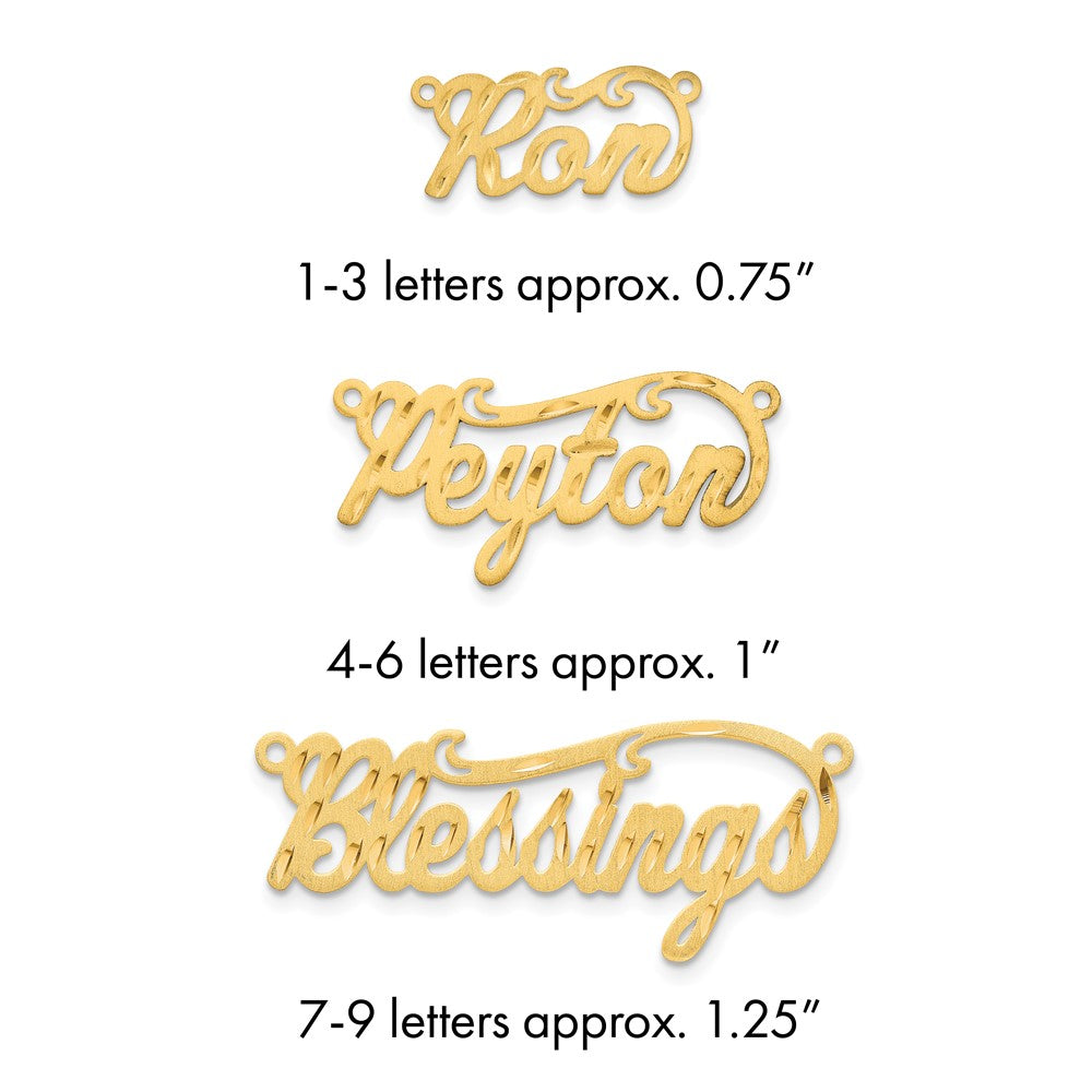 14k Yellow Gold  Satin Diamond-cut Name Plate