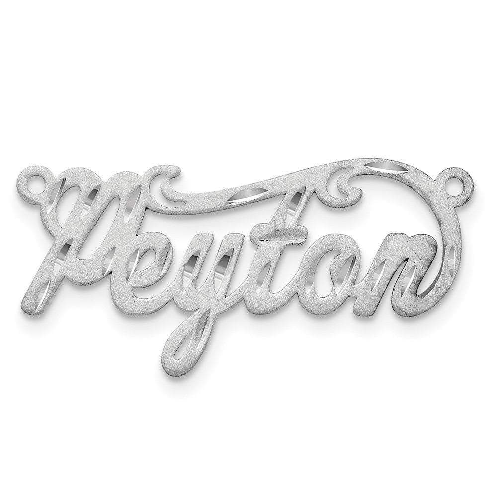 14k White Gold Satin Diamond-cut Name Plate