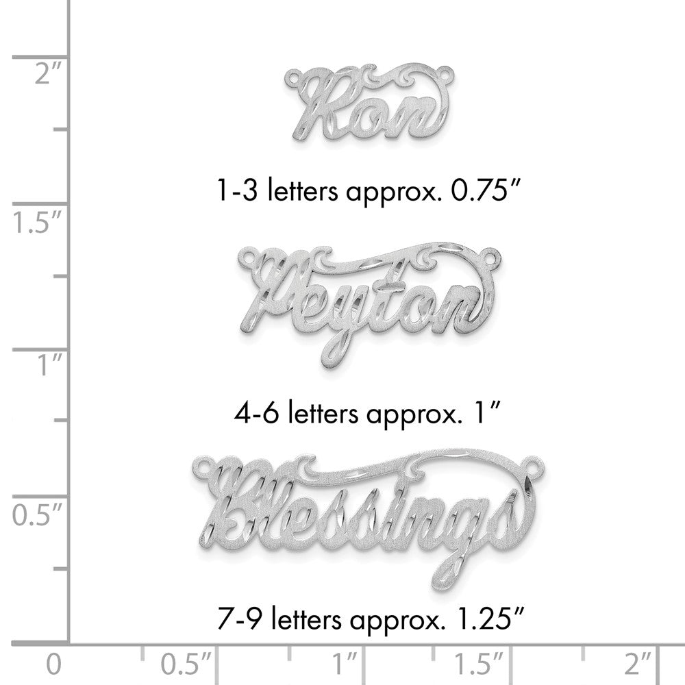 Sterling Silver/Rhodium-plated Satin Diamond-cut Name Plate