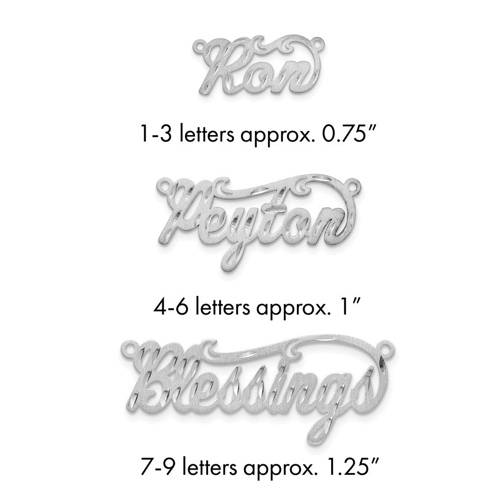14k White Gold Satin Diamond-cut Name Plate