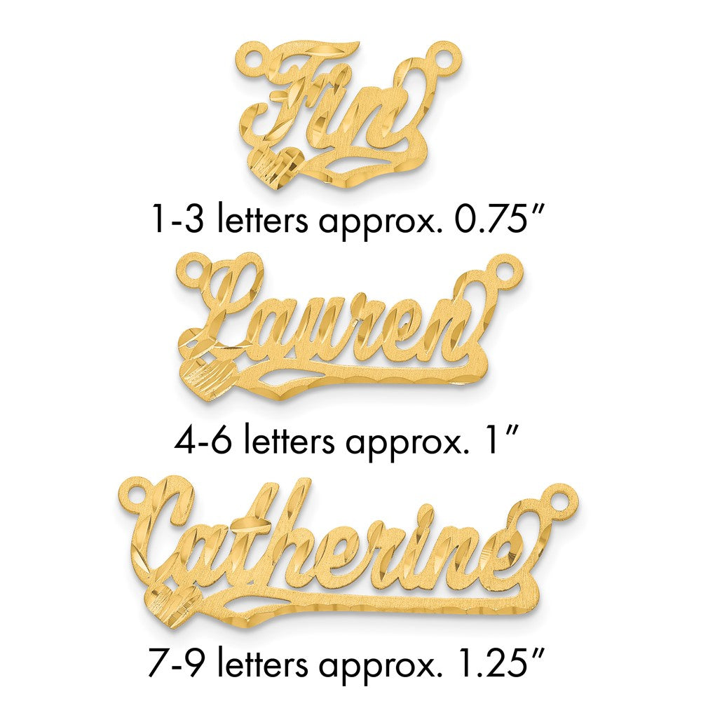14k Yellow Gold Satin Diamond-cut Heart Name Plate