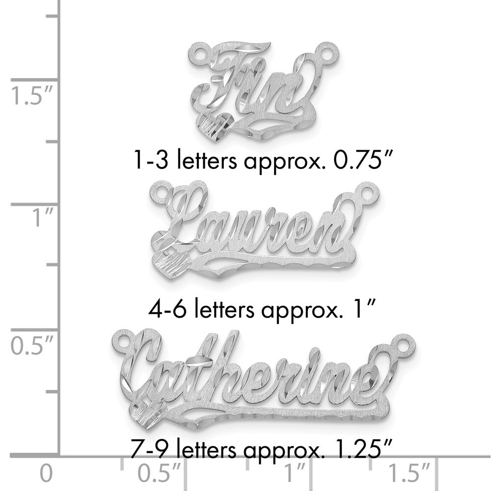 10k White Gold Satin Diamond-cut Heart Name Plate