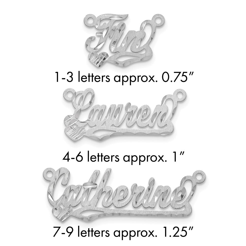 10k White Gold Satin Diamond-cut Heart Name Plate
