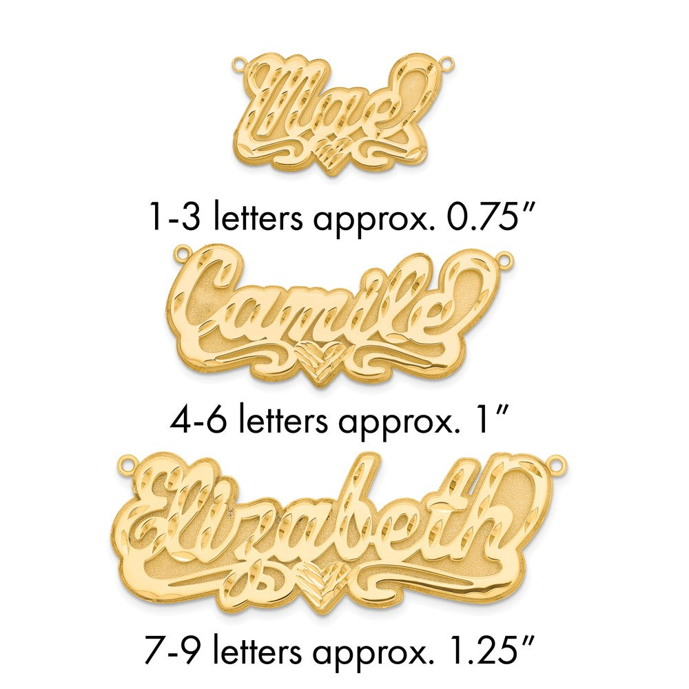 14k Yellow Gold 3D Diamond-cut Heart Name Plate
