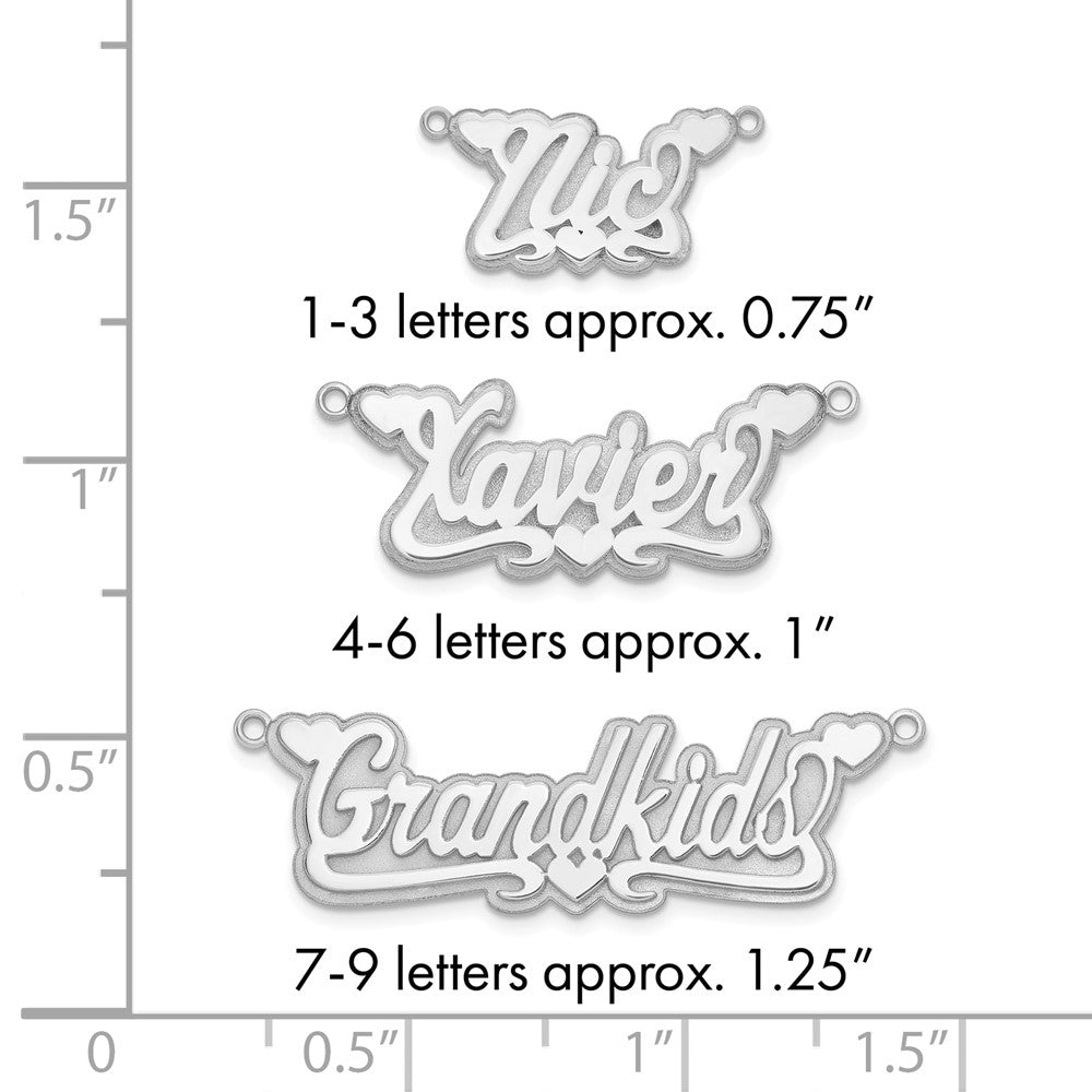 10k White Gold 3D Polished Hearts Name Plate