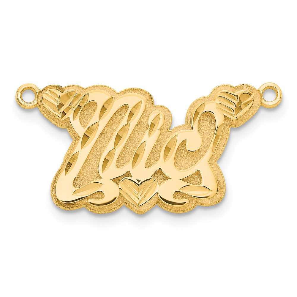 14k Yellow Gold 3D Diamond-cut Hearts Name Plate
