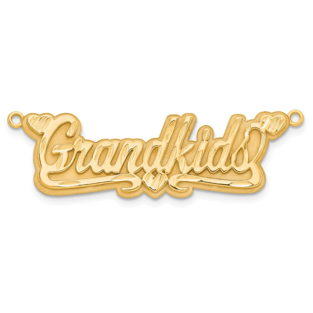 14k Yellow Gold 3D Diamond-cut Hearts Name Plate