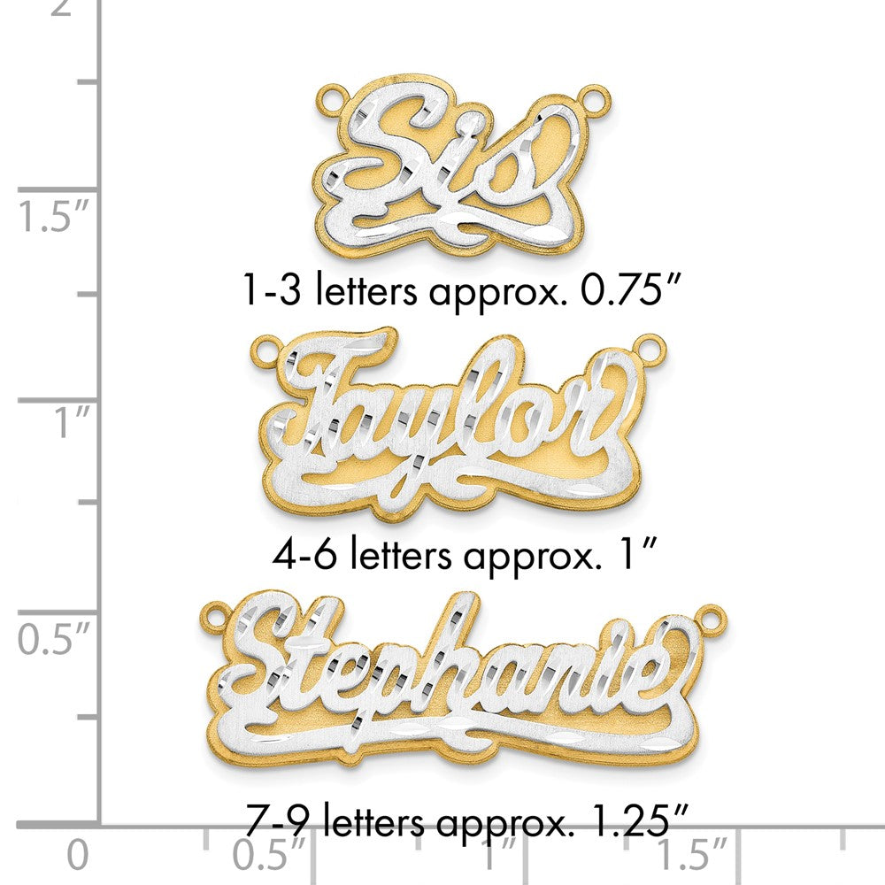 14k 3D Two-tone Satin Diamond-cut Name Plate