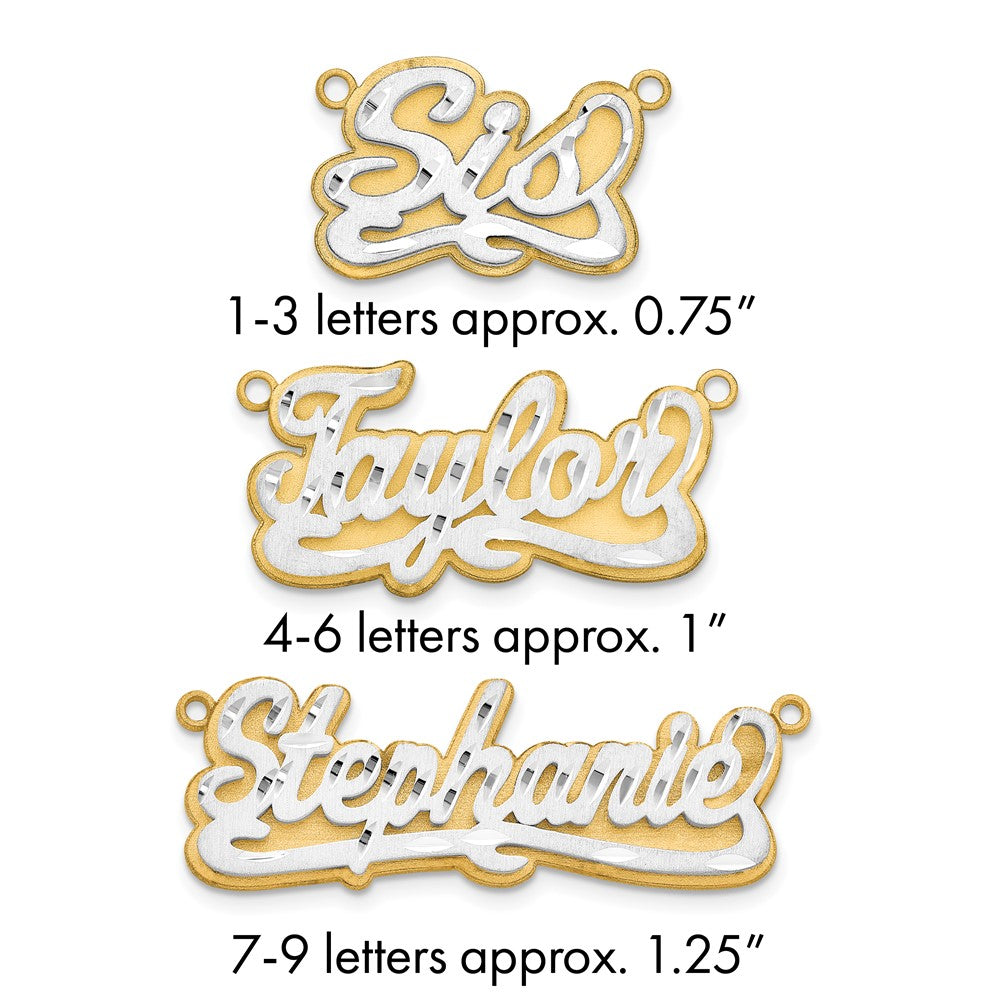14k 3D Two-tone Satin Diamond-cut Name Plate