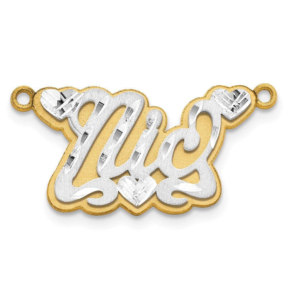 14k 3D Two-tone Satin Diamond-cut Name Plate