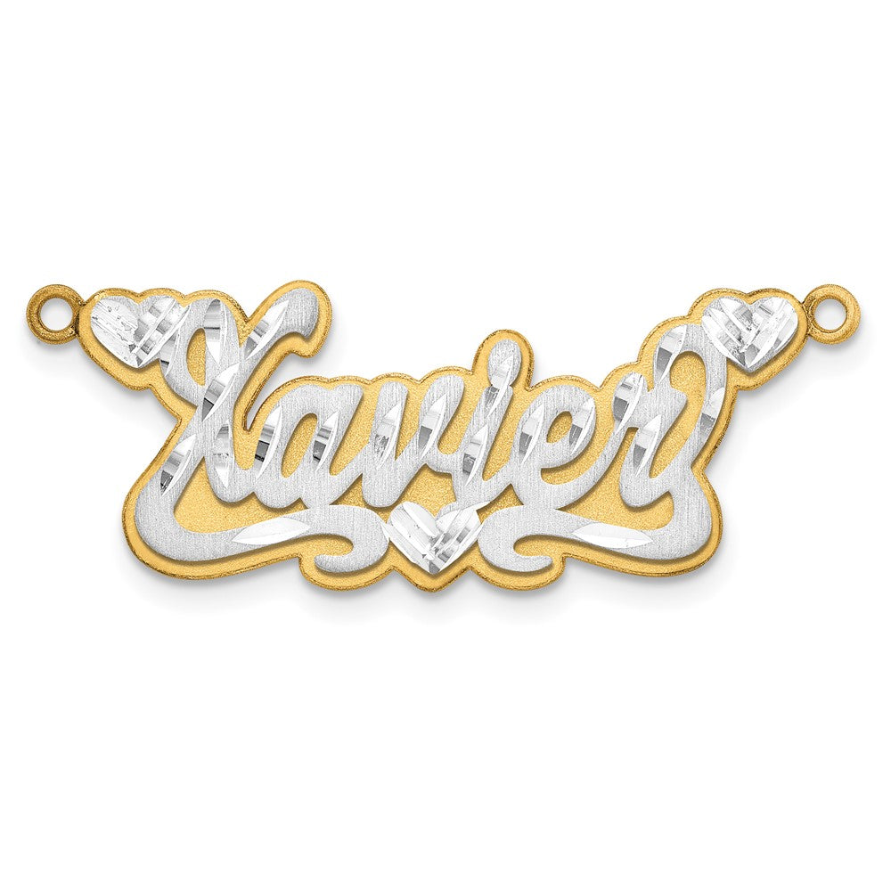 14k 3D Two-tone Satin Diamond-cut Name Plate