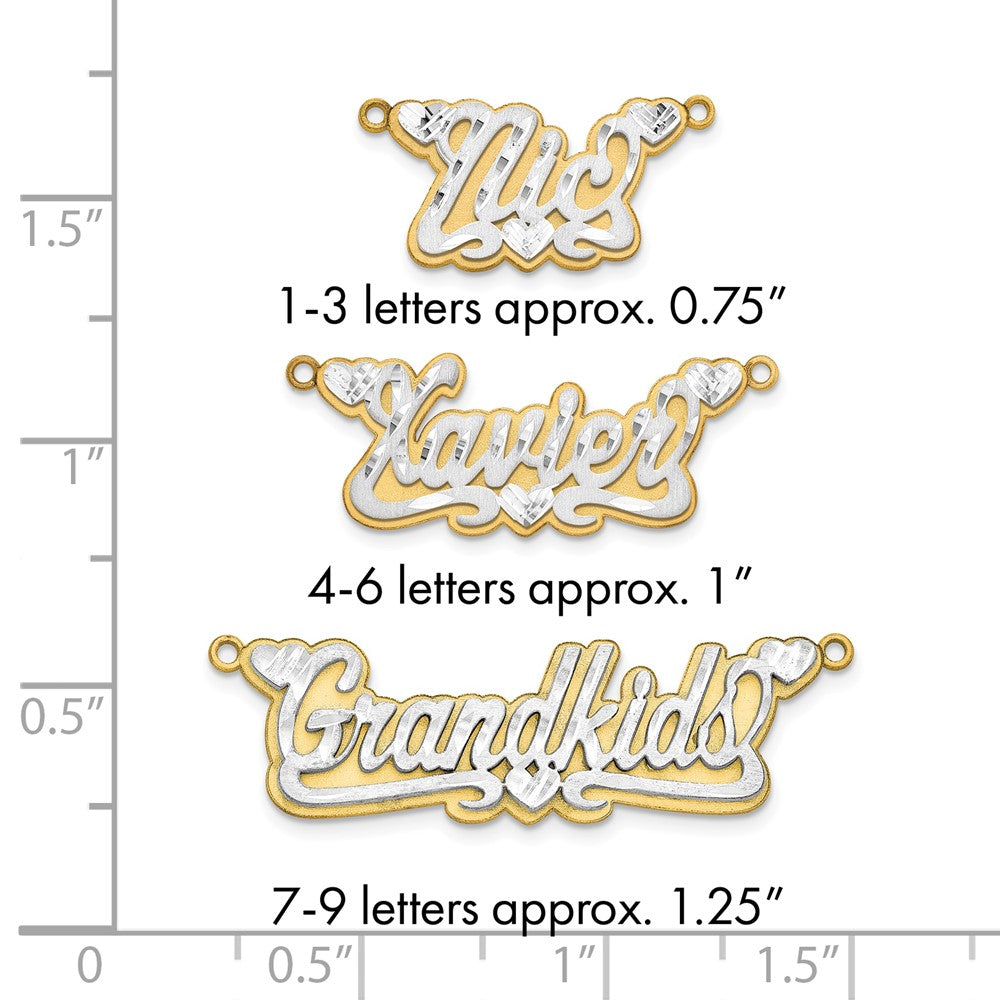 14k 3D Two-tone Satin Diamond-cut Name Plate