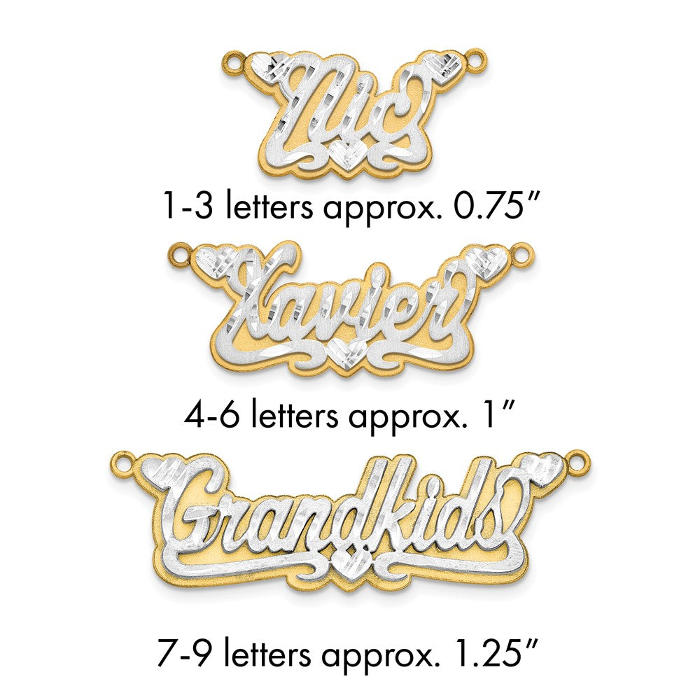 14k 3D Two-tone Satin Diamond-cut Name Plate