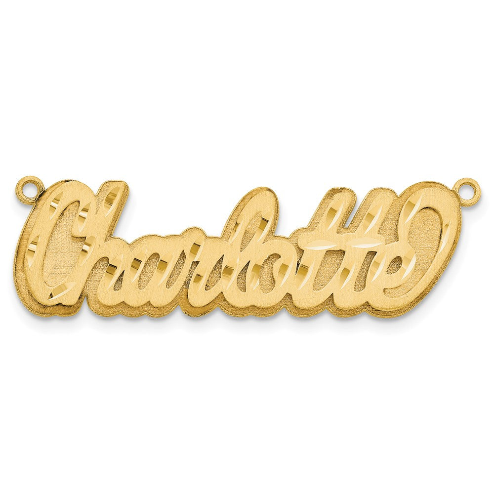 14k Yellow Gold 3D Satin Diamond-cut Name Plate
