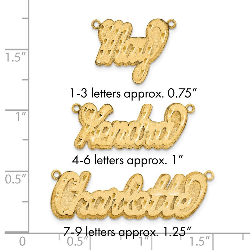 14k Yellow Gold 3D Satin Diamond-cut Name Plate