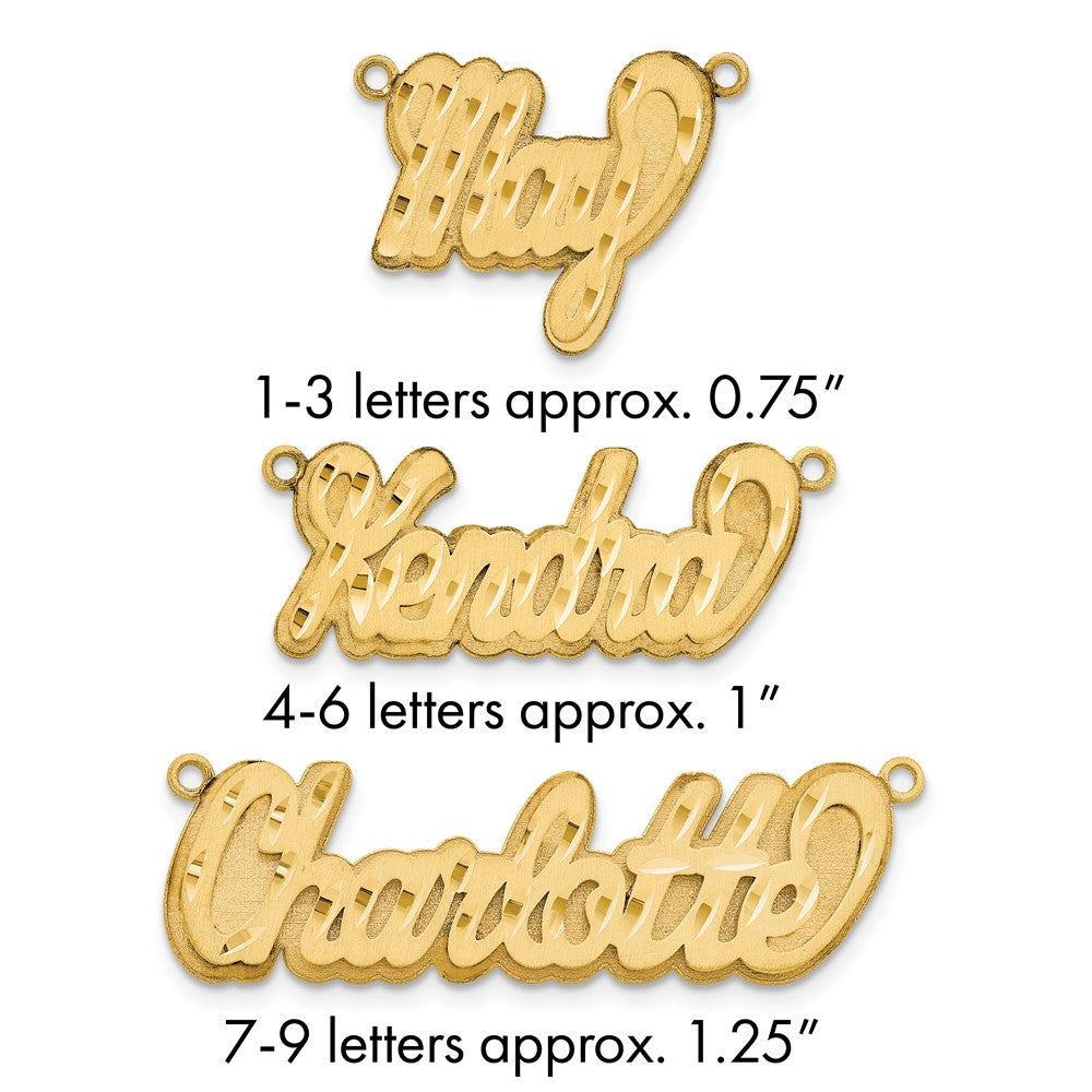 14k Yellow Gold 3D Satin Diamond-cut Name Plate