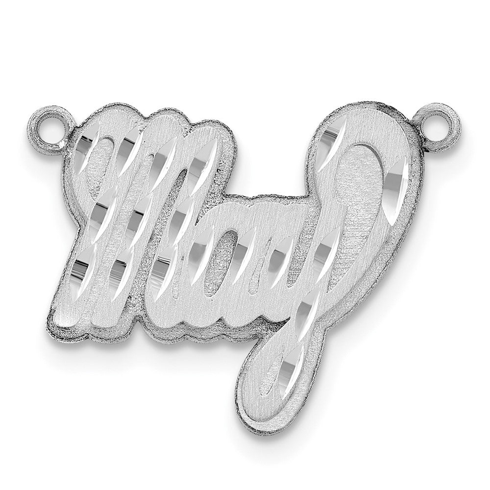 Sterling Silver/Rhodium-plated 3D Satin Diamond-cut Name Plate