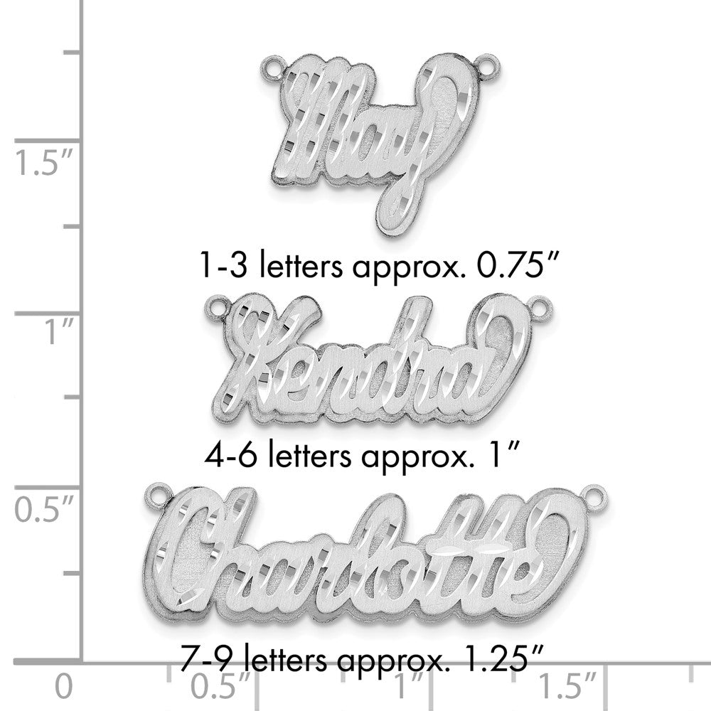 10k White Gold 3D Satin Diamond-cut Name Plate