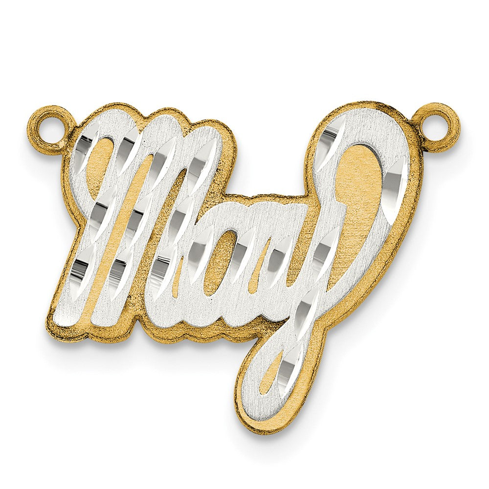 14k 3D Two-tone Satin Diamond-cut Name Plate