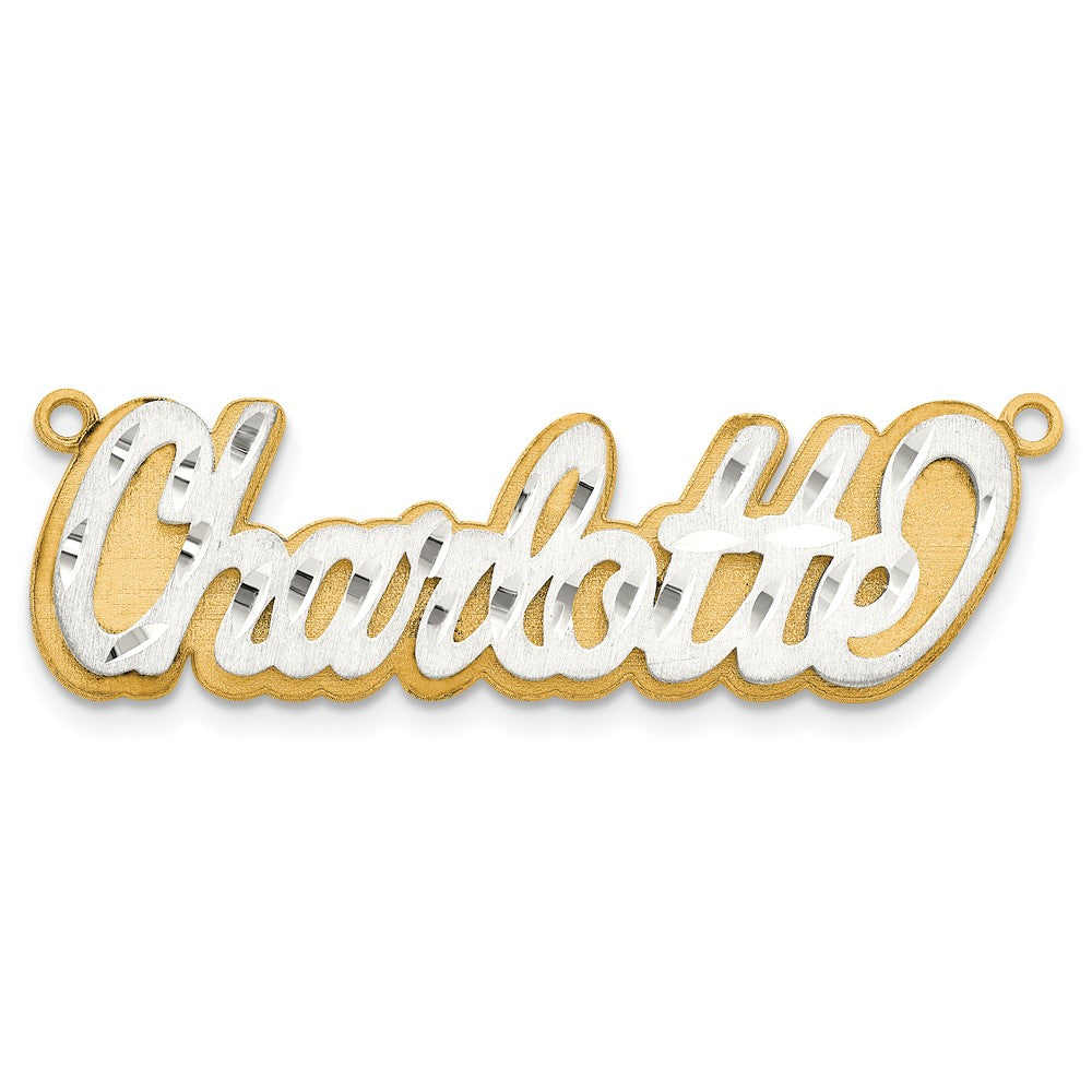 14k 3D Two-tone Satin Diamond-cut Name Plate