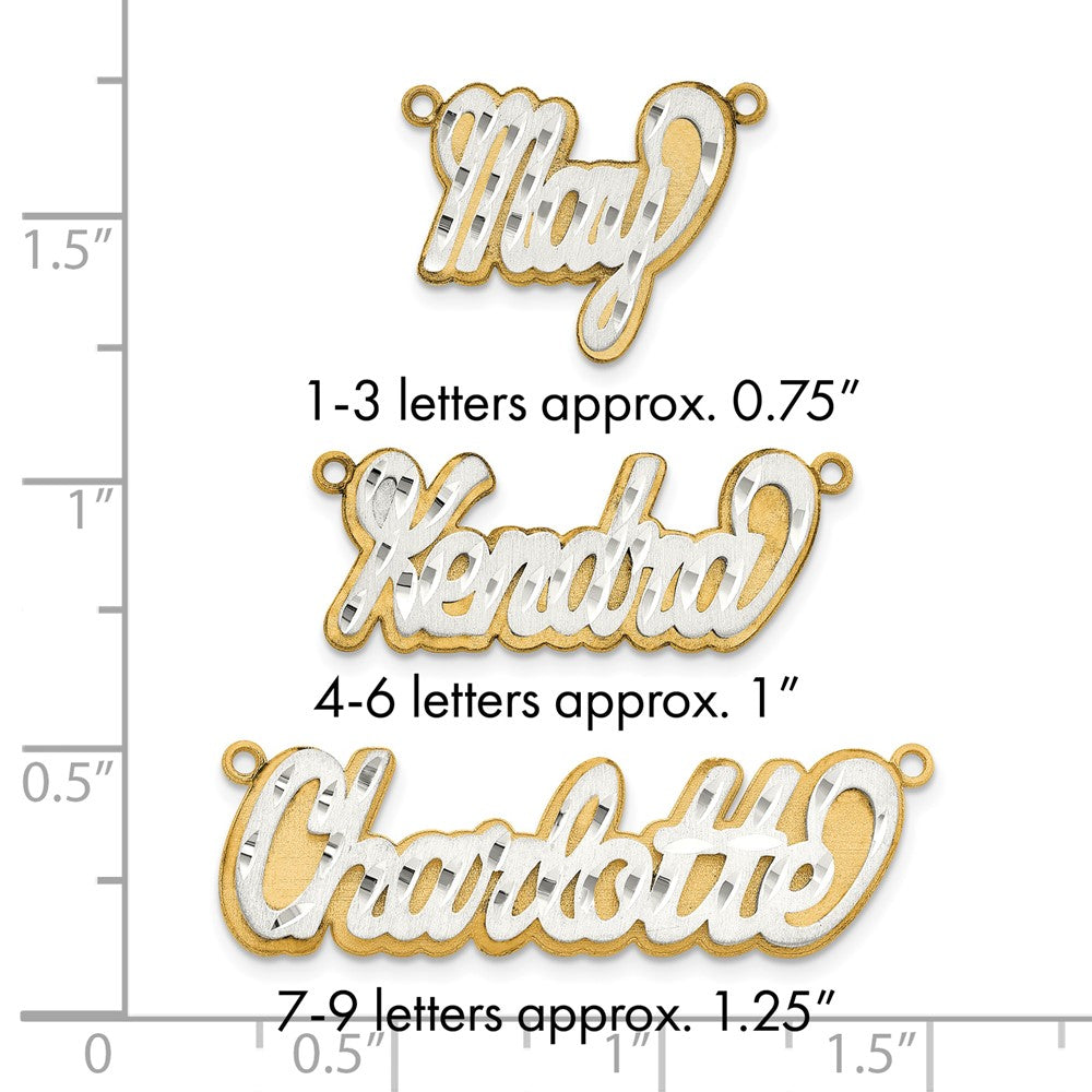 14k 3D Two-tone Satin Diamond-cut Name Plate