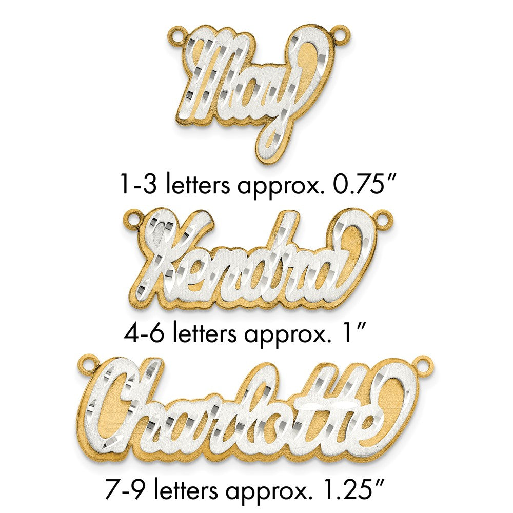 14k 3D Two-tone Satin Diamond-cut Name Plate