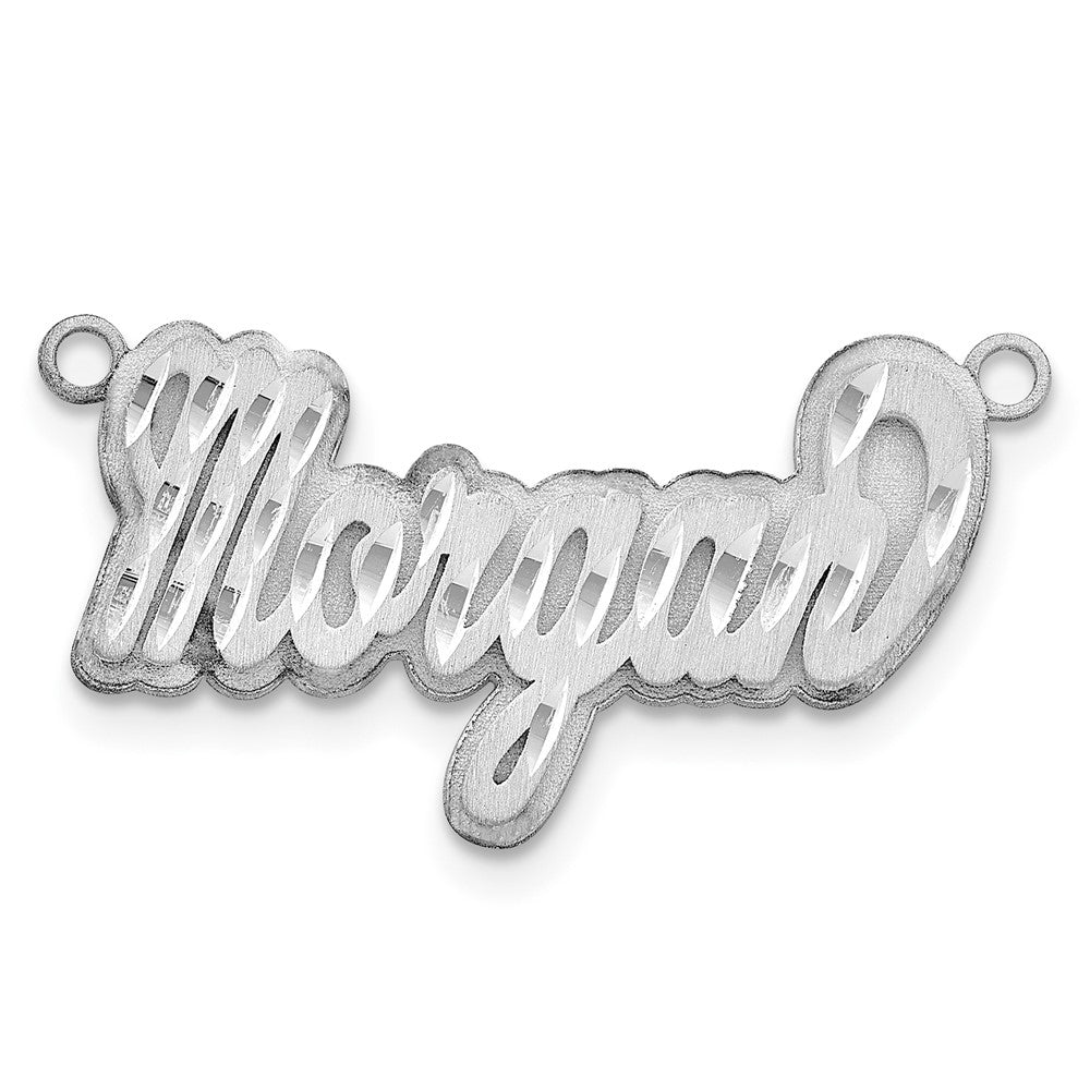 14k White Gold 3D Satin Diamond-cut Name Plate
