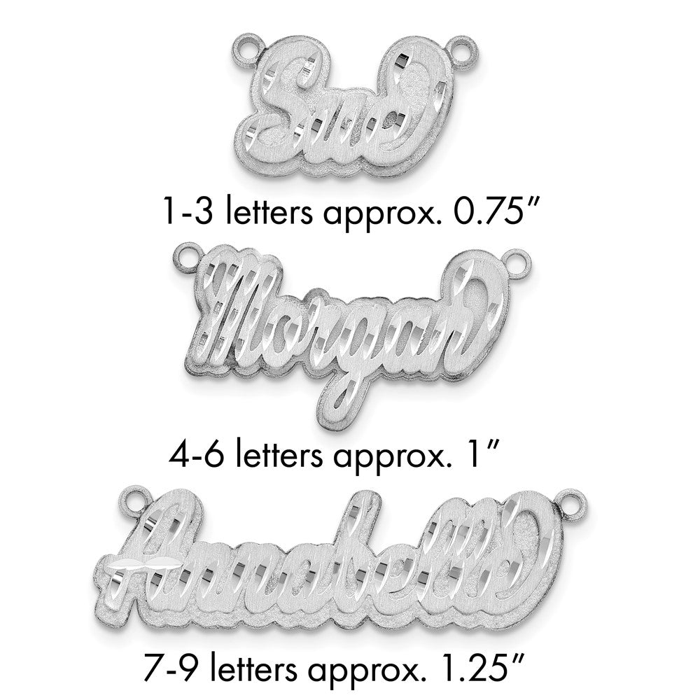 10k White Gold 3D Satin Diamond-cut Name Plate