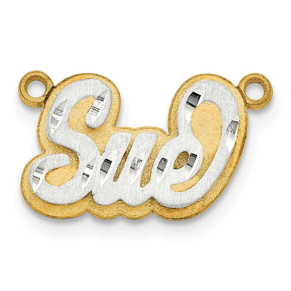 14k 3D Two-tone Satin Diamond-cut Name Plate
