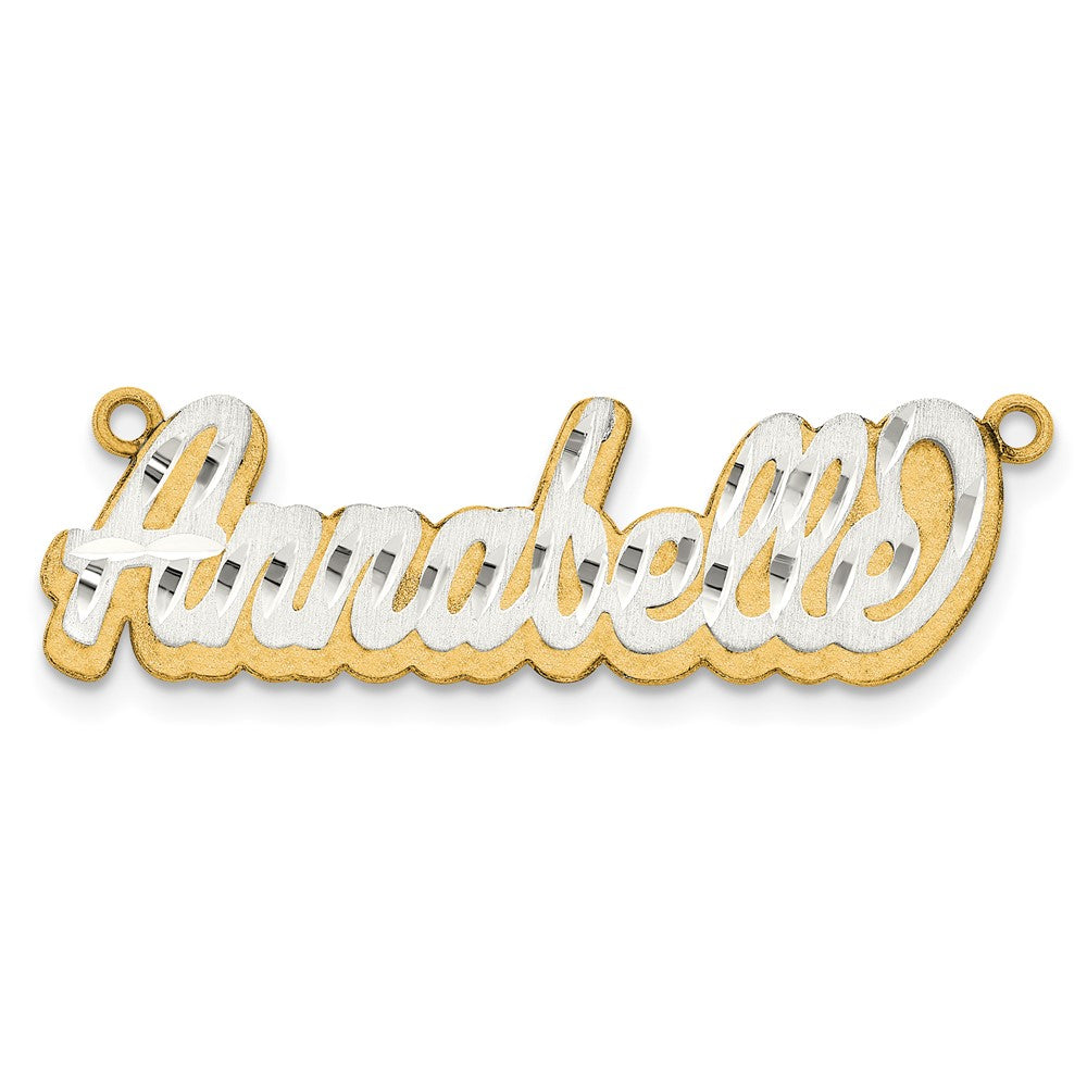14k 3D Two-tone Satin Diamond-cut Name Plate